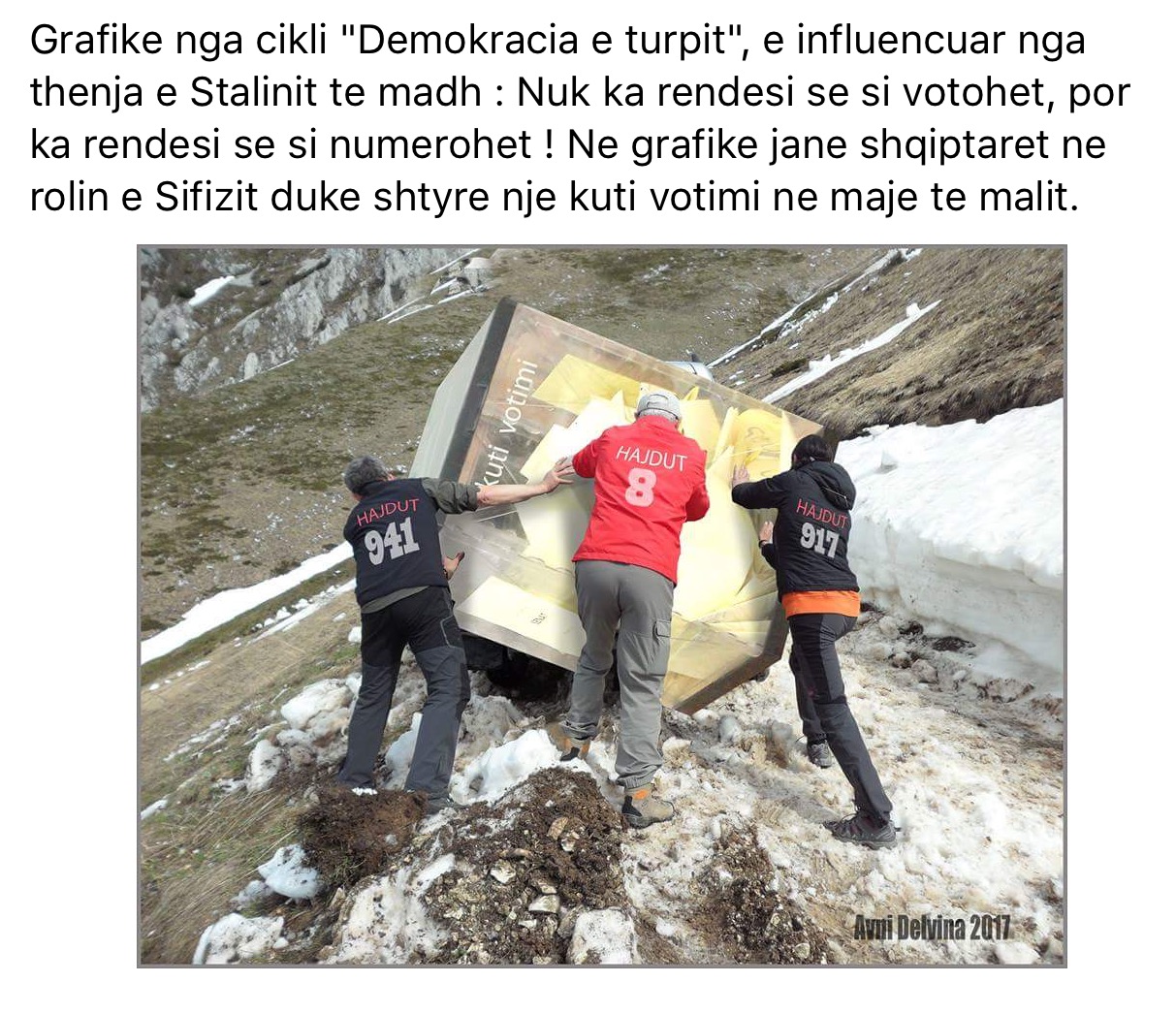 Vota e Sizifit !  Karikatura e dites