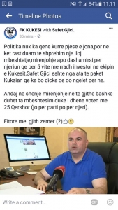 SKANDALI/ Faqja e tifozëve të Kukësit bën thirrje: Të votojmë Gjicin në 25 qershor