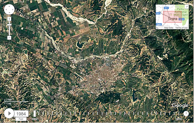 FOTO/ Zbulohen pamjet satelitore të NASA-s: Si ishte Tirana në 1984 dhe si është sot