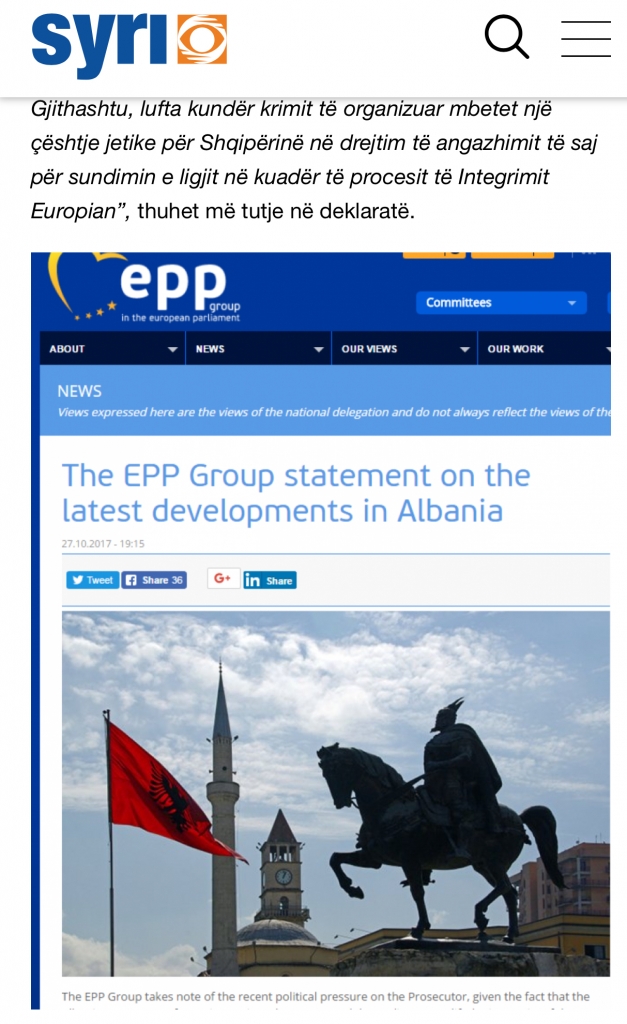 Deklarata e PPE/Dënon presionin politik të Edi Ramës ndaj Prokurorisë dhe mosdorëzimin tek drejtësia të Saimir Tahirit