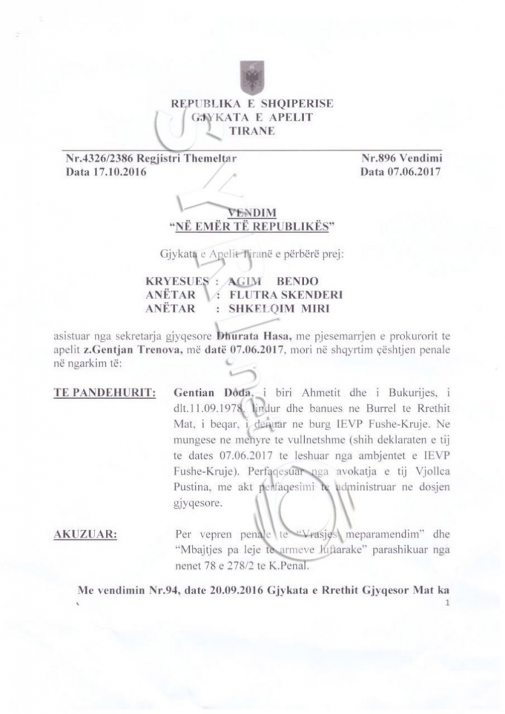 Përgjimi dhe arrestimi i gjyqtarit/ Miri anëtar, Agim Bendo kryesues. Pse nuk e hetua….