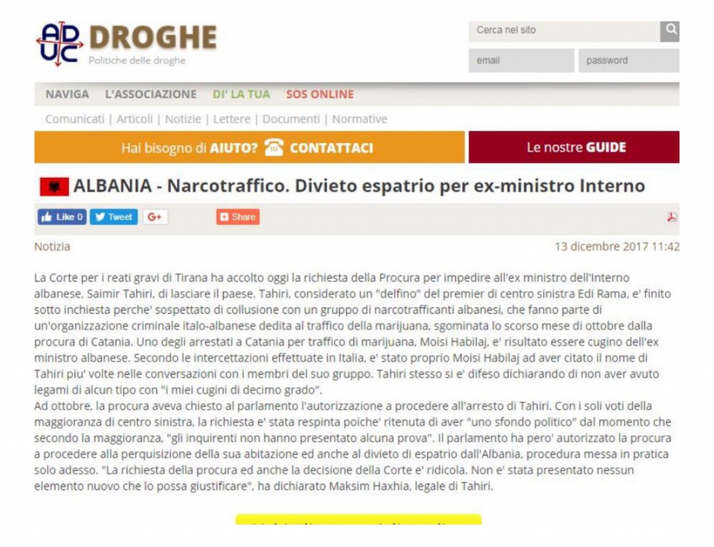 Gazeta italiane: Tahiri ish ministri më i besuar i Ramës i merret pasaporta,akuzohet se ndihmoi trafikantët e drogës