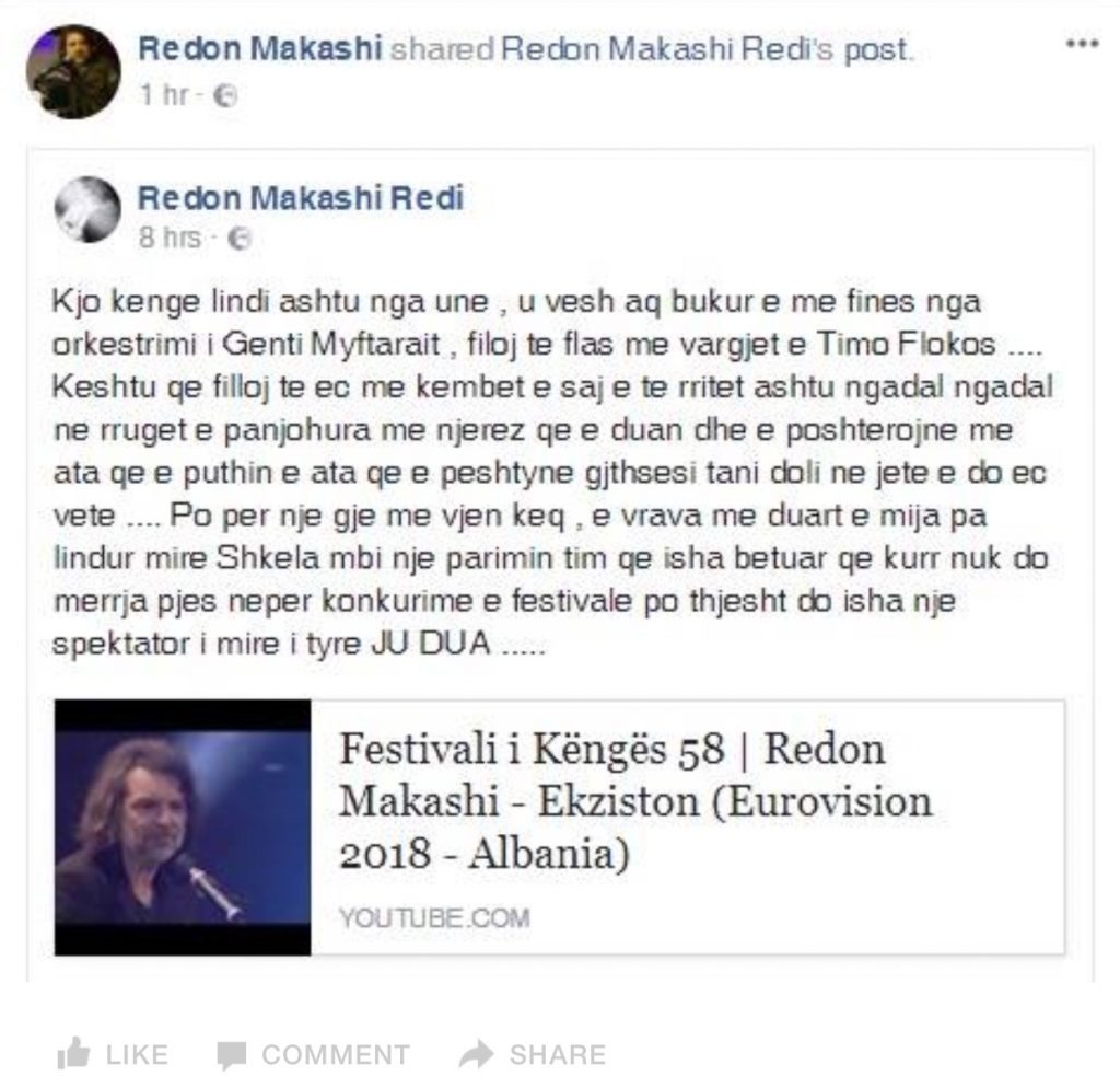 Shpërthen Redon Makashi për festivalin në RTSH