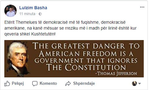 Reagon Basha pas deklaratës së Ambasadës Amerikane