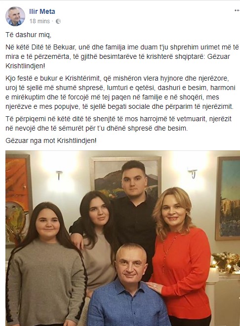 Presidenti Meta: Në këtë ditë të shenjtë mos harrojmë ata që kanë nevojë