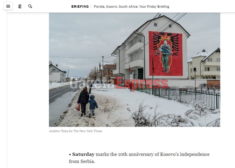 “New York Times” shkruan për 10 vjetorin e Pavarësisë së Kosovës