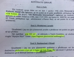 Kontrata që lidhi Edi Rama në ‘99 si Ministër Kulture për të hapur bingo tek Teatri Kombëtar