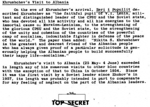 Raporti Sekret/ Amerikanët “vëzhguan” vizitën misterioze të Hrushovit në Shqipëri