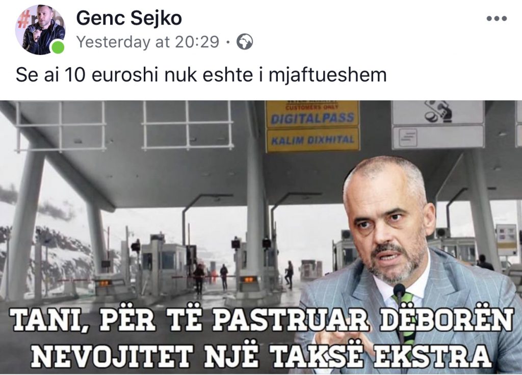 Memo e ditës për Cetin dhe taksën e Rrugës së  Kombit