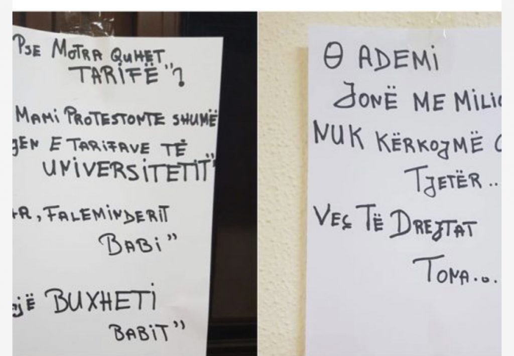 “O Ademi me miliona, kërkojmë të drejtat tona”, studentët e ngujuar i bëjnë thirrje rektorit