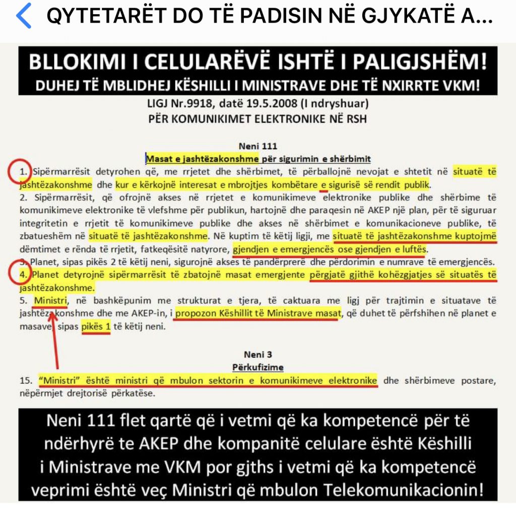 Koalicioni Qytetar Për Shqipërinë: QYTETARËT DO TË PADISIN NË GJYKATË AKEP PËR FIKJEN E ANTENAVE CELULARE!