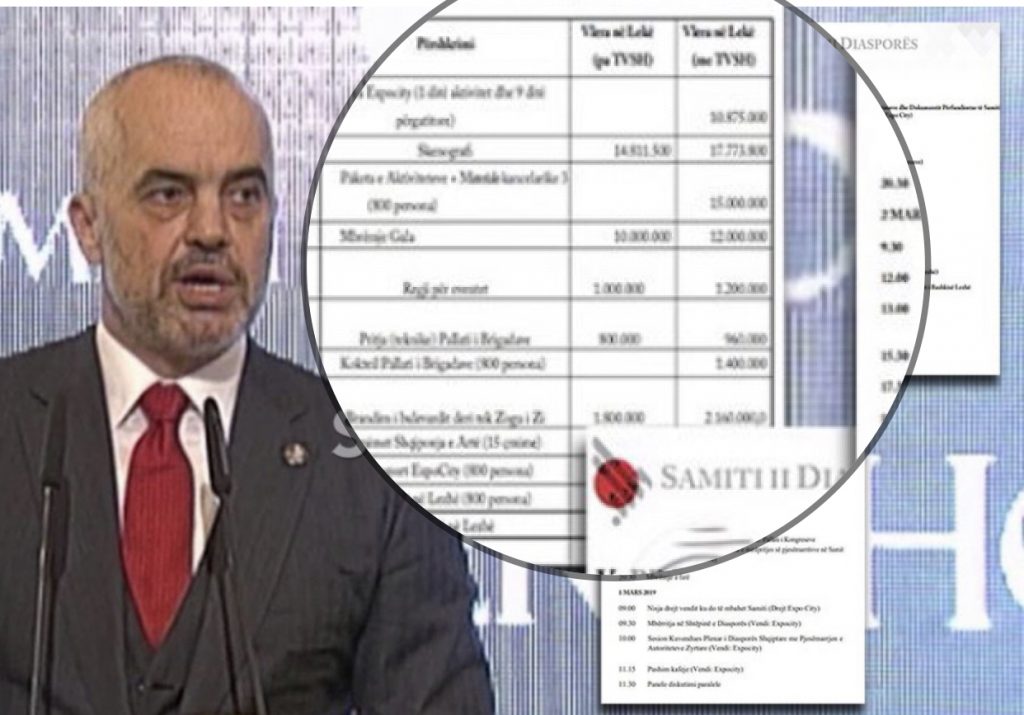 Lekë pa hesap, 670 milionë  për Samitin e Diasporës, faturat e kripura….