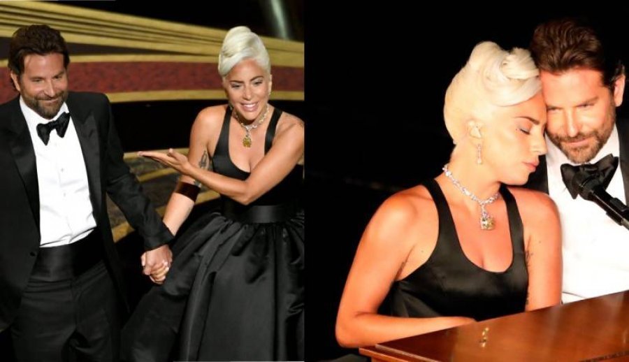 Foto-ja që po bën xhiron e rrjetit. Buzëkuqi i Lady Gagës në mjekrën e Bradly Cooper