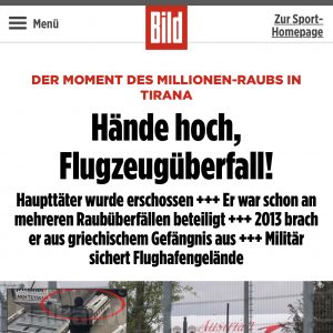 E përditshmja gjermane “Bild” :Duart lart! Avioni po grabitet!