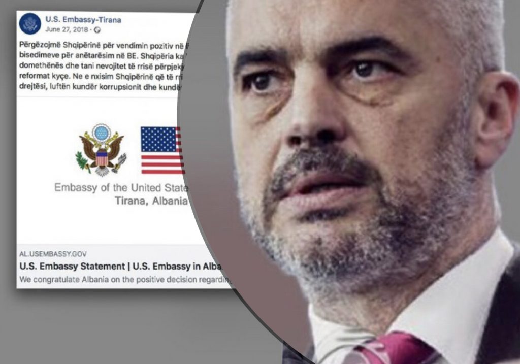 VIDEO/ Si i besoi Ambasada Amerikane gënjeshtrës së Ramës dhe uroi shqiptarët për hapjen e negociatave