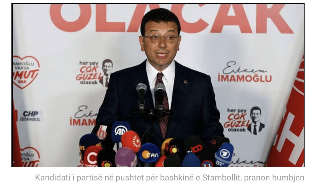 Kandidati i opozitës, Ekrem Imamoglu fiton perseri Stambollin,kundershtari pranoi humbjen