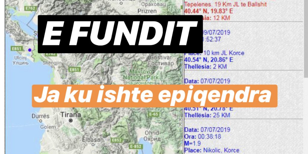 Shkundet vendi, tërmet në jug