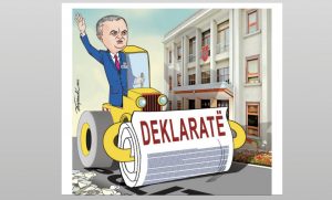 Karikatura/ Ilir Meta `braktis` presidencën dhe hipën mbi buldozer!