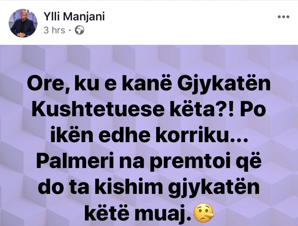 Vjen reagim i fortë nga Manjani: Ore, ku e kanë Gjykatën Kushtetuese këta?!
