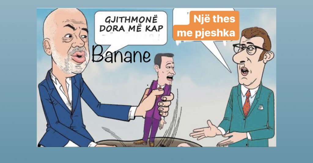 Rama ka një thes me pjeshka , fut dorën dhe  kap bananen e vetme që osht në thes