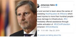 Hahn: I shqetësuar BE ofroi menjëherë ndihmë