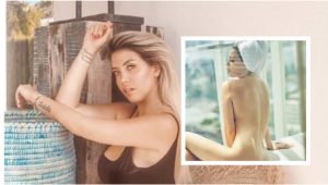 Bashkëshortja e sulmuesit argjentinas, foto nudo me peshqir