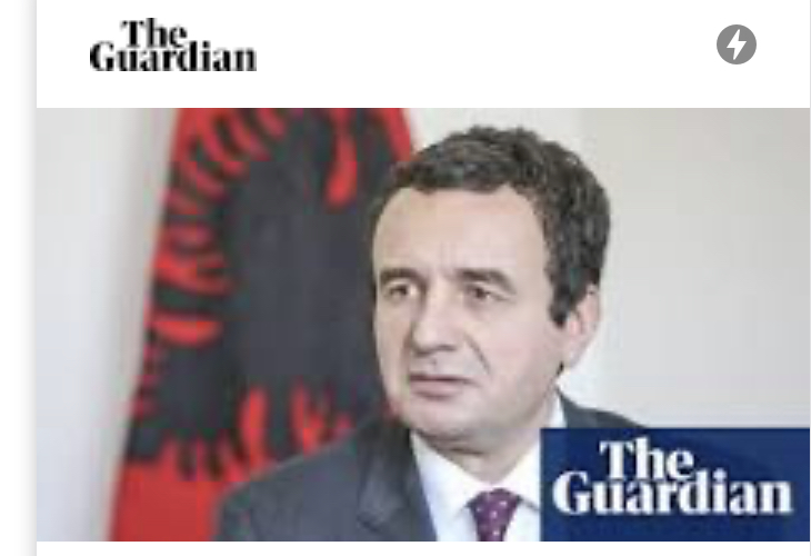 Kurti për “The Guardian”: Serbia të mos e shikojë më Kosovën me dylbi ushtarake