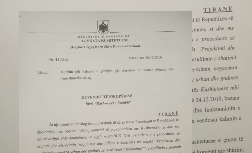 Kushtetuesja letër 5 institucioneve, ja çfarë kërkohet