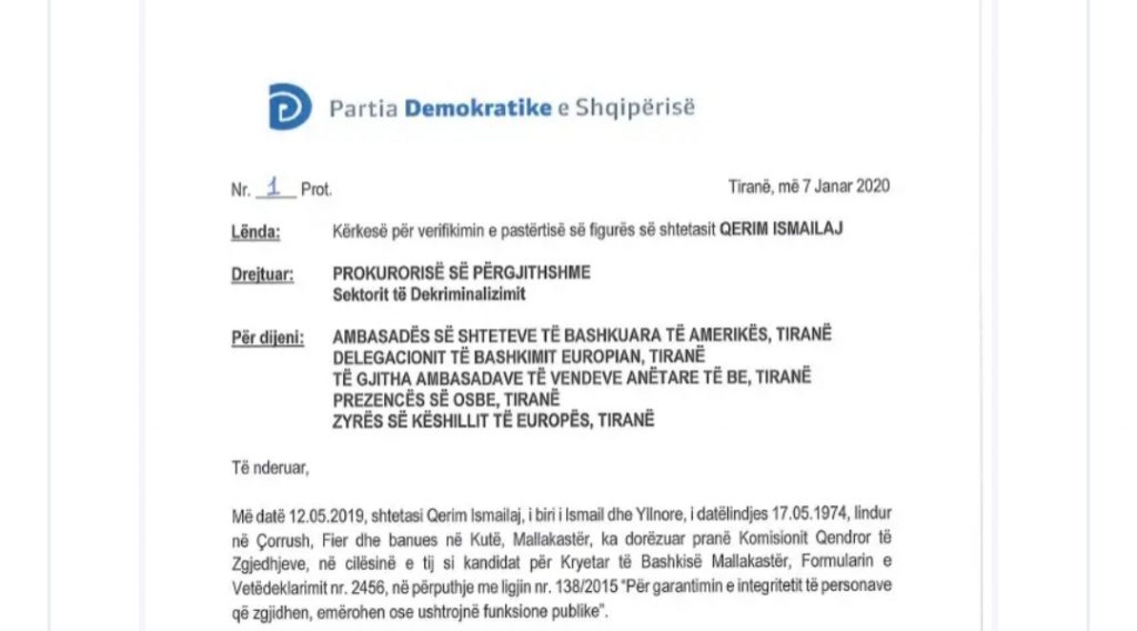 “Një tjetër kryebashkiak i Ramës me të kaluar kriminale”, PD nxjerr emrin dhe i nis shkresë Prokurorisë