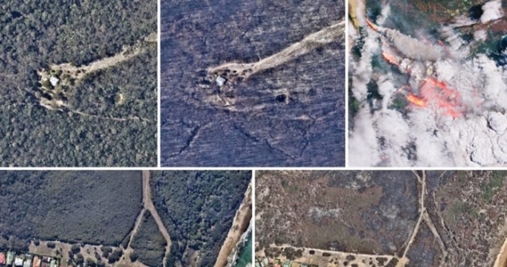 Para dhe pas, imazhe të shkrepura nga ajri që tregojnë pasojat e tmerrshme të zjarreve në Australi