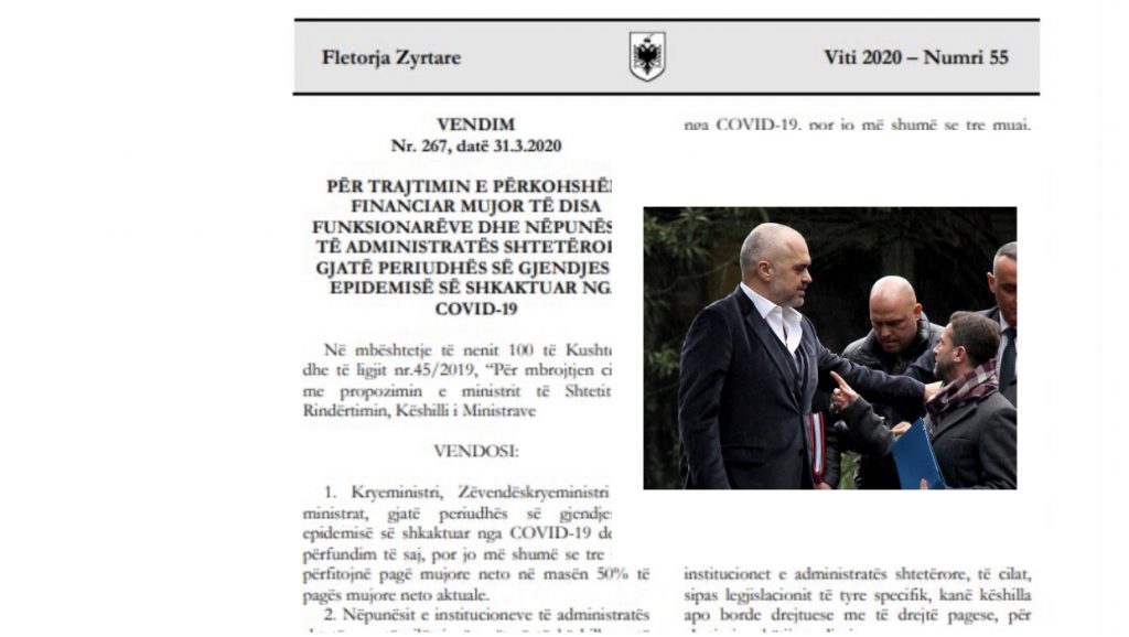 Vendimi/ Kryeministrit dhe ministrave u përgjysmohet paga për tre muaj
