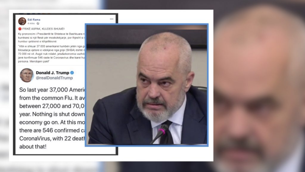 Rama shpërndan dhe  sqaron  statusin e Trump  për koronavirusin….