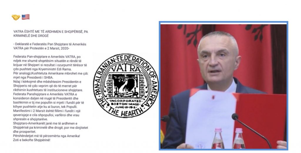 Meta publikon mesazhin e VATRA-s, ja çfarë thotë