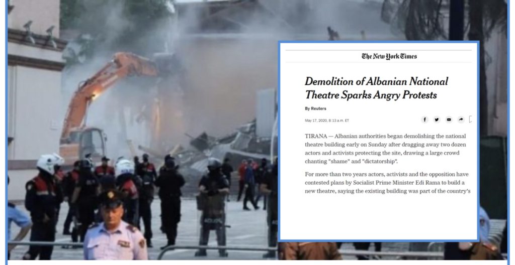 Shkrimi në ‘New York Times’: Prishja e Teatrit Kombëtar ndez protesta dhe zemërim