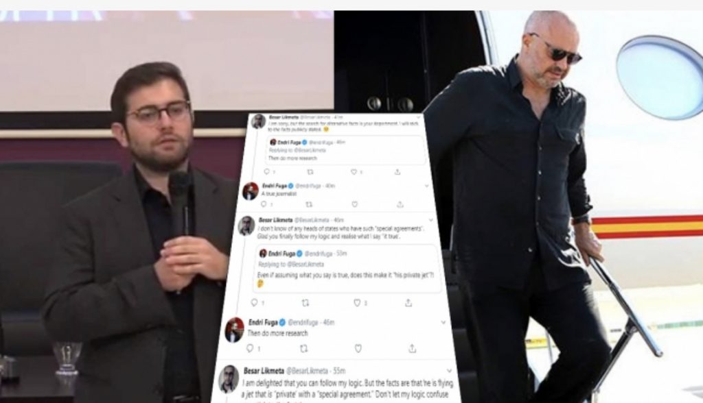 Endri Fuga debatin me gazetarin në Twitter: Avioni s’është privat i Ramës, e ka me marrëveshje