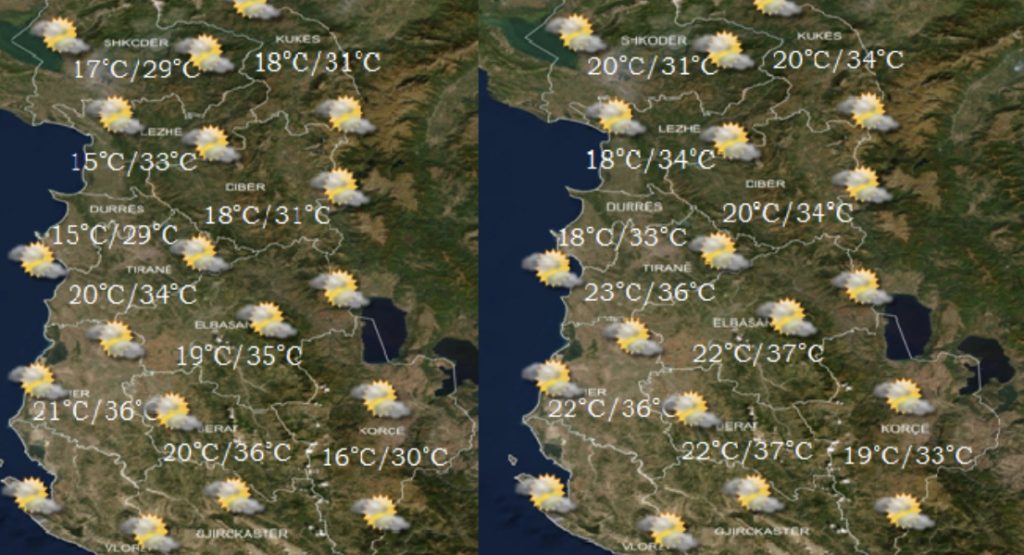 Temperaturat  në vendin tonë, do shkojnë deri në 37ºC
