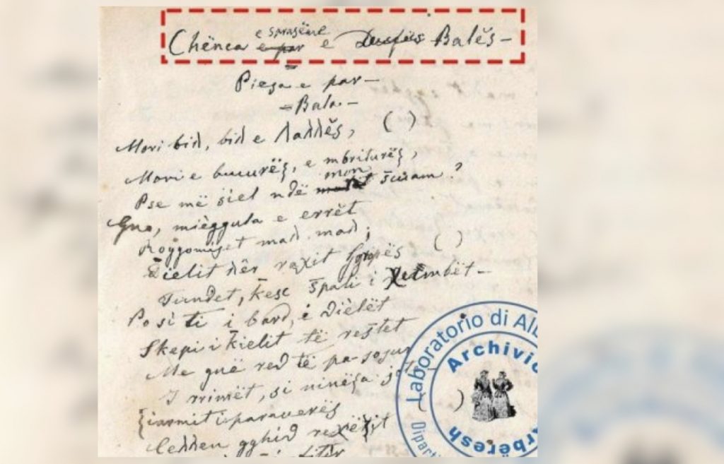 ‘Kënga e Sprasme e Balës’, zbulohet dorëshkrimi orgjinal nga Gavril Dara i riu