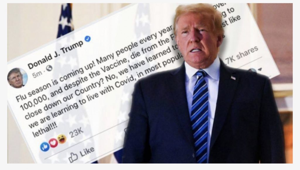Postimi i presidentit amerikan Trump për COVID-19 fshihet nga të dy platformat sociale
