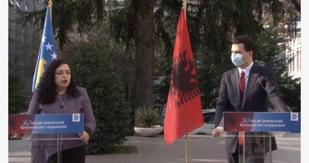 Basha në konferencë shtypi me Vjosa Osmanin, pas takimit në PD
