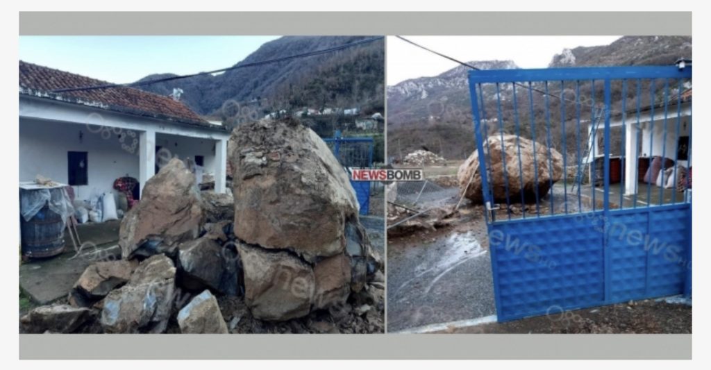 Shpëton për mrekulli familja në Mirditë, masivi shkëmbor shkëëputet nga mali dhe përfundon në derë të shtëpisë