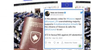 Parlamenti Evropian voton pro liberalizimit të vizave për Kosovën