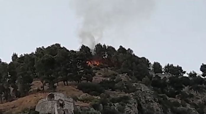 Zjarri përfshin kalanë e Beratit, digjet kurora me pisha