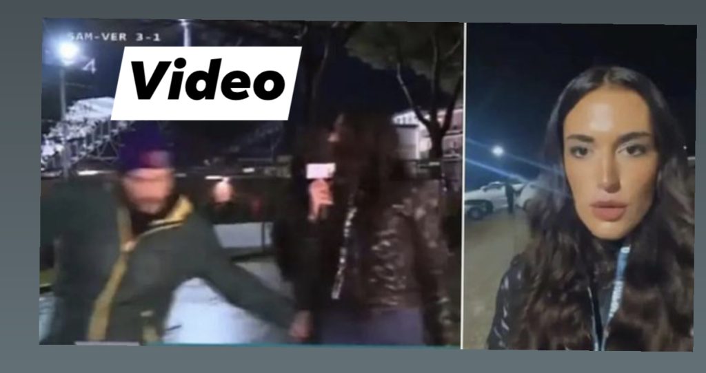 Preku nga të pasmet gazetaren sportive teksa raportonte LIVE, i riu e pëson keq