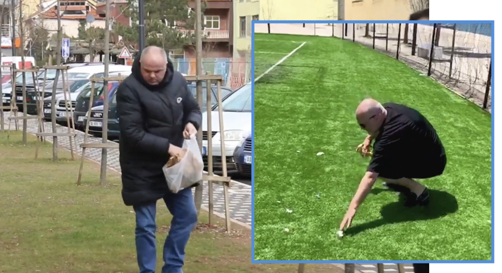 FOTO-LAJM/ Safet Gjici mbledh vetë mbeturinat në qytetin verilindor