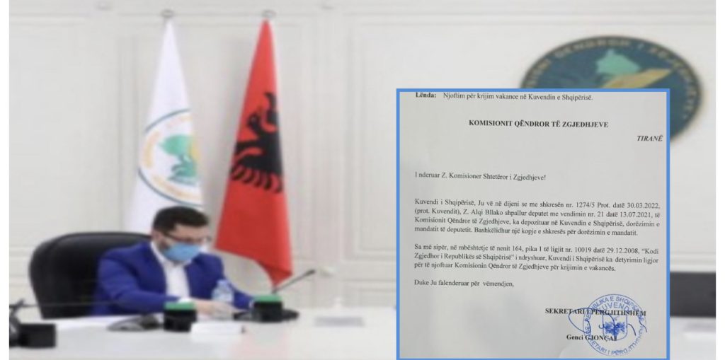 Dorëzimi i mandatit të Alqi Bllakos, Kuvendi shkresë KQZ për plotësimin e vakancës