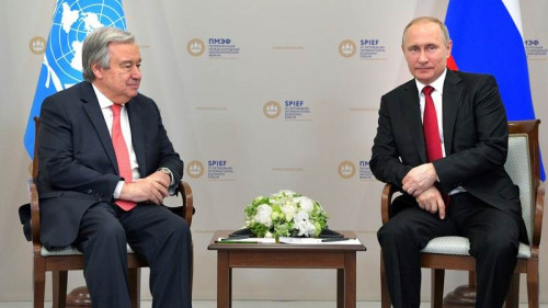 Takimi me shefin e OKB-së/ Vladimir Putin: Negociatat me Ukrainën do t’i vazhdojmë online, s’ka operacione ushtarake në Mariupol