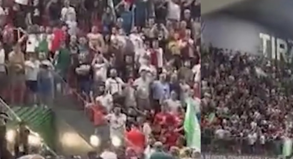 Sherr në shkallët e stadiumit! Dy tifozë të Romës ngatërrojnë tribunën, përplasen me holandezët