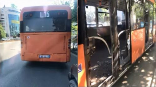 Aksidentohet autobusi i Kombinatit, përplaset me një kosh mbeturinash! I thyhen xhamat e dyerve