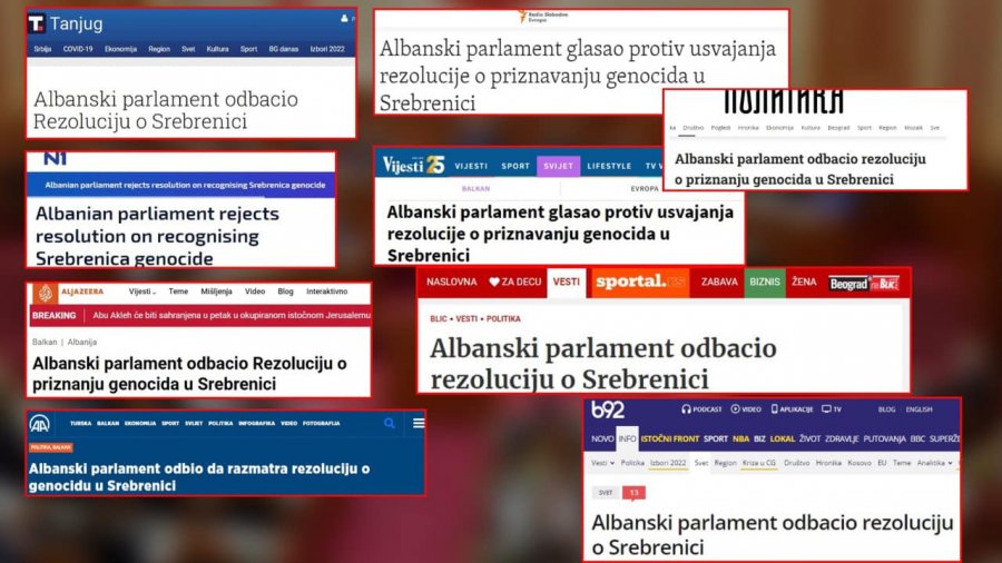 Mediat serbe  jehonë  votimit  kundër të rezolutës që dënon gjenocidin serb  në Srebrenicë