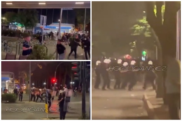 Video /Përplasjet mes tifozëve të Romës dhe policisë